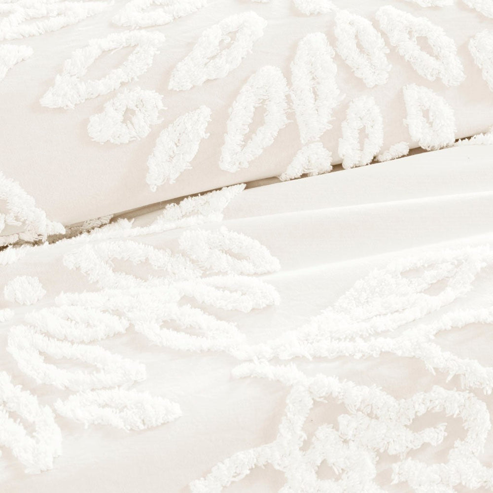 King/Cal King 3 Piece Tufted Cotton Chenille Floral Duvet Cover Set Media 6