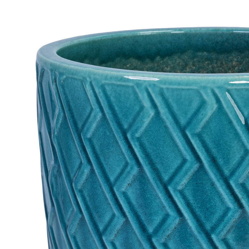 Ceramic Flowerpot, Modern Planter for Patio, Garden, Windowsill - Cyan