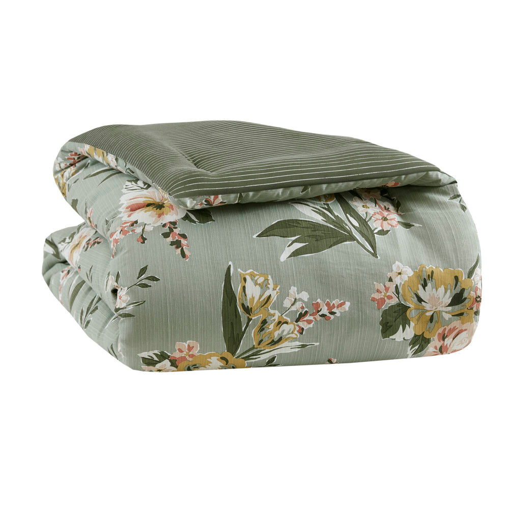 7-Piece King Vin  Floral Comforter Set, Green Media 8