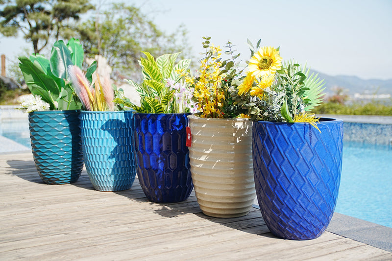 Ceramic Flowerpot, Modern Planter for Patio, Garden, Windowsill - Milk White
