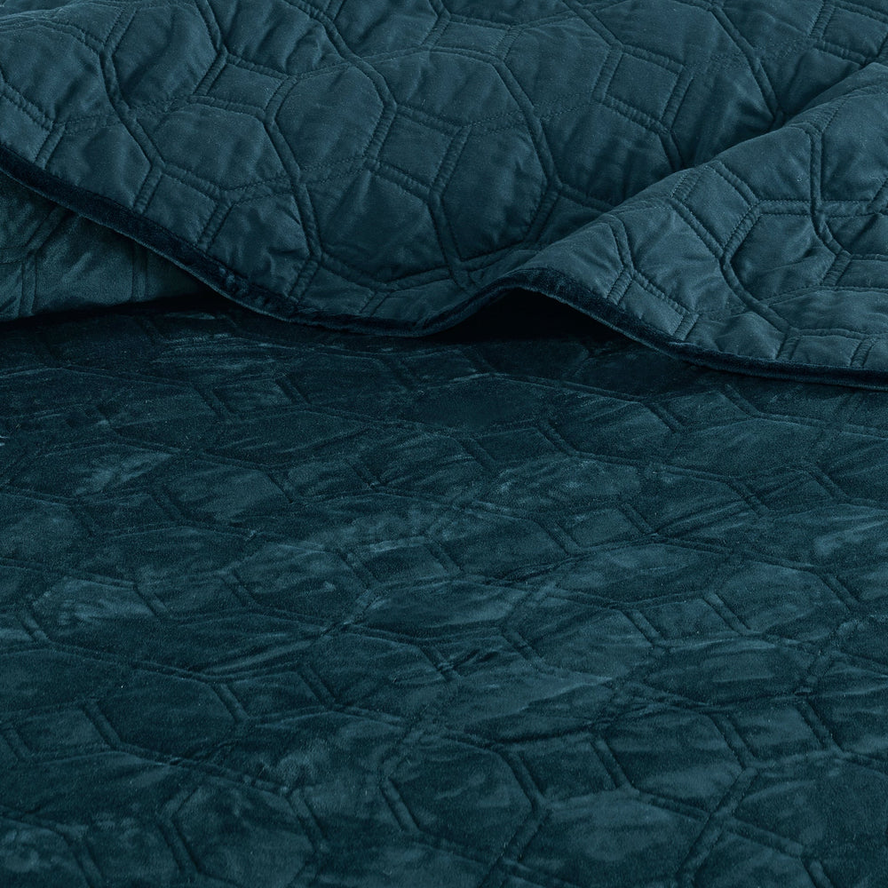 3 Piece Velvet Quilt Set Teal Full/Queen Media 3