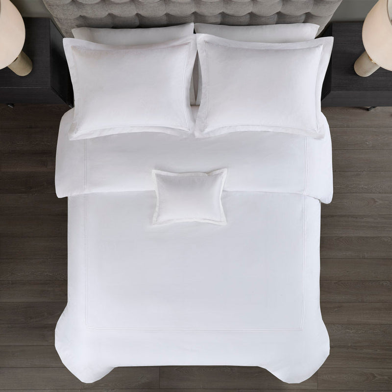 King/Cal King 100% Cotton Sateen Embroidered Comforter Set