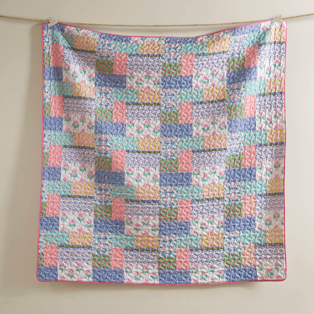 4-Piece Full/Queen 4pcs Quilt Set,Pink Media 5