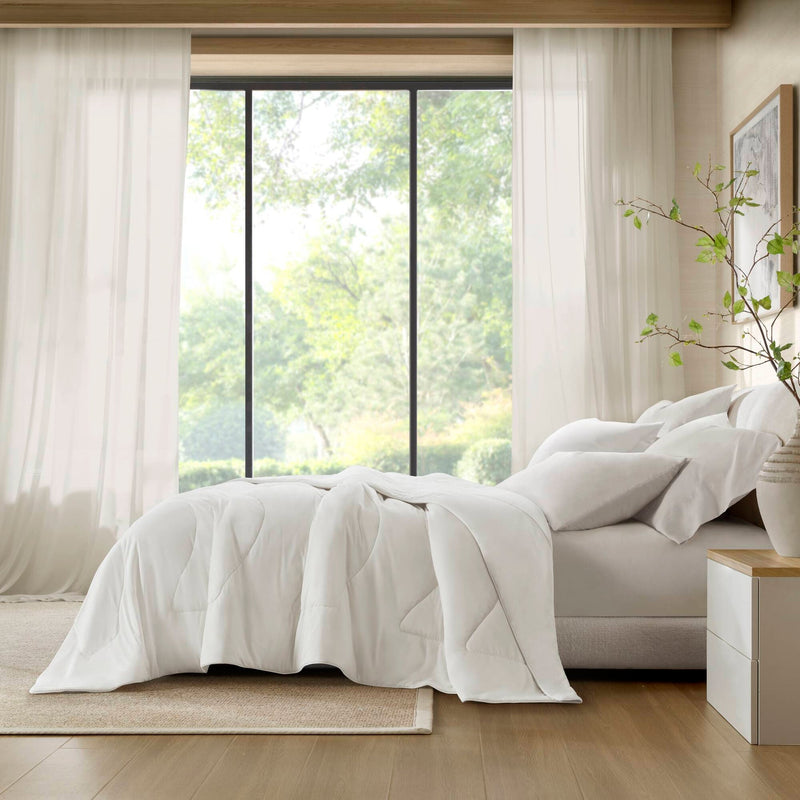 1-Piece King/Cal King Reversible Tencel Comforter Blanket,White