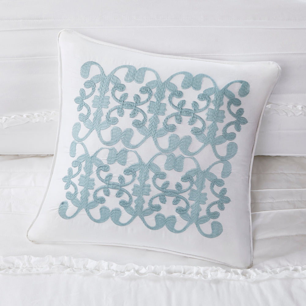 5 Piece   Ruffled Comforter Set White Cal King Media 8