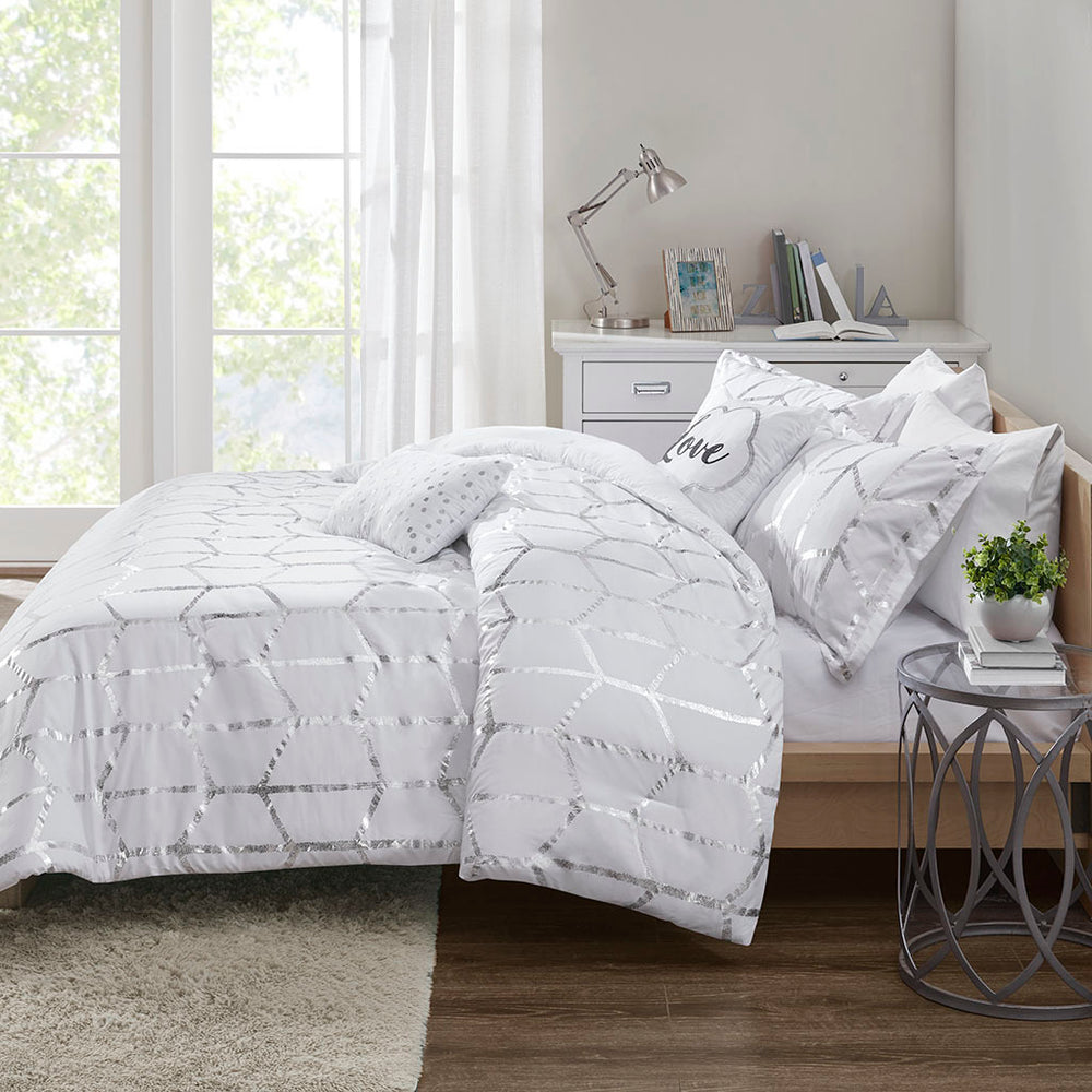 Full/Queen Metallic Printed Comforter Set Media 9
