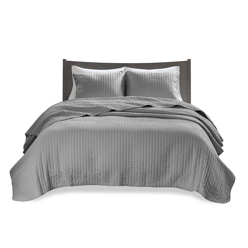 2 Piece Quilt Set Grey Twin/Twin XL Media 3