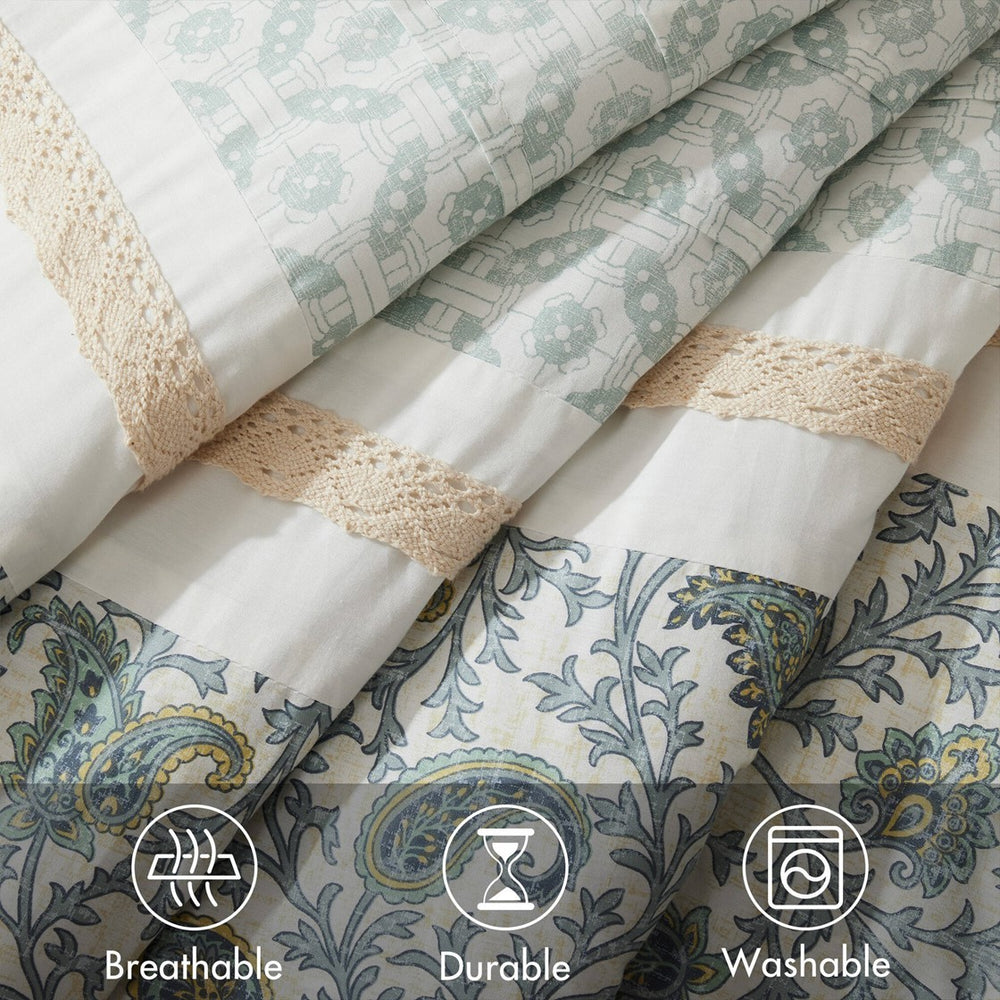 9 Piece Cotton Percale Comforter Set Aqua Cal King Media 10