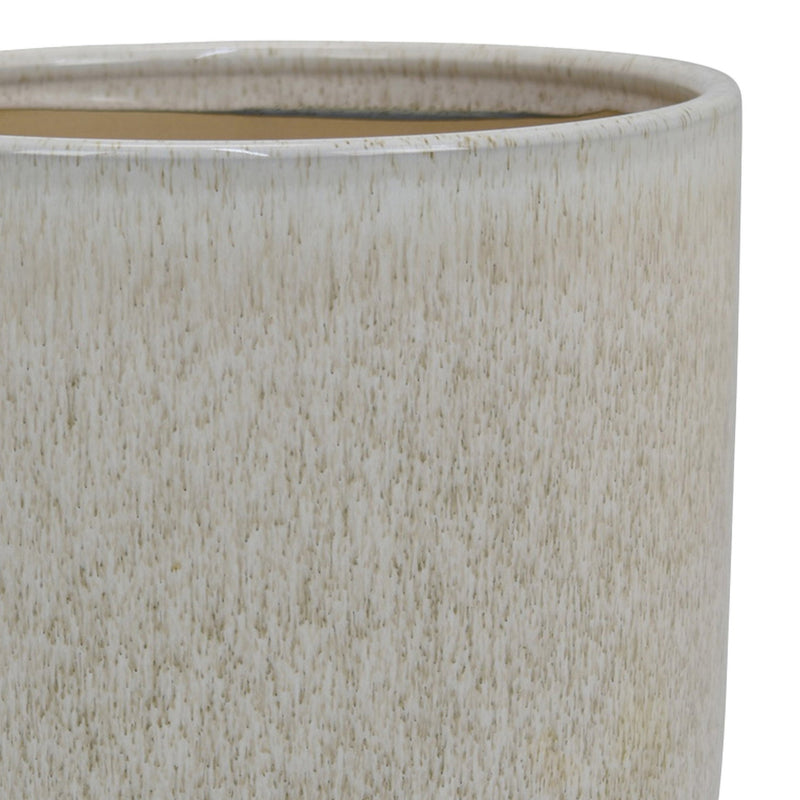 Lyna Accent Planter Set of 2, White Gray Ceramic Smooth Glossy Texture