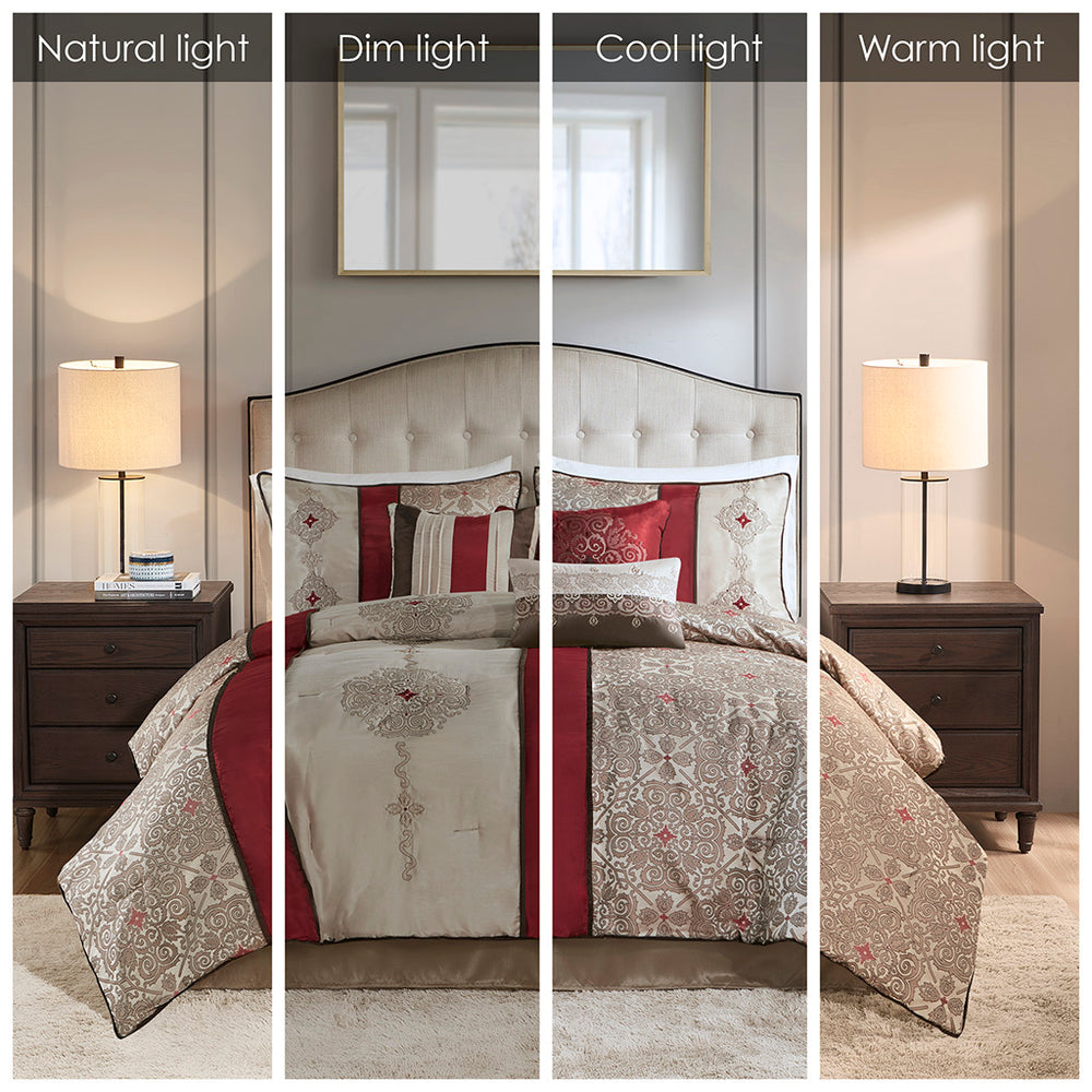 King 7 Piece Jacquard Comforter Set with Throw Pillows Media 4