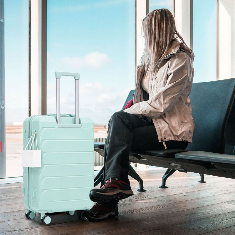 ABS Spinner Luggage Mint Green Durable 3 Piece Set & Combination Lock