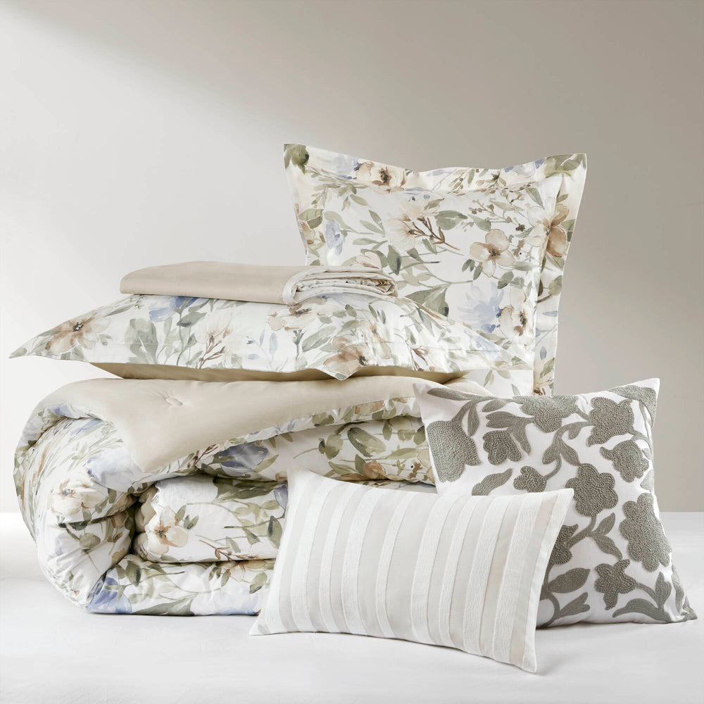 6PCS Queen Cotton Sateen Print Oversized Comforter Set Media 9