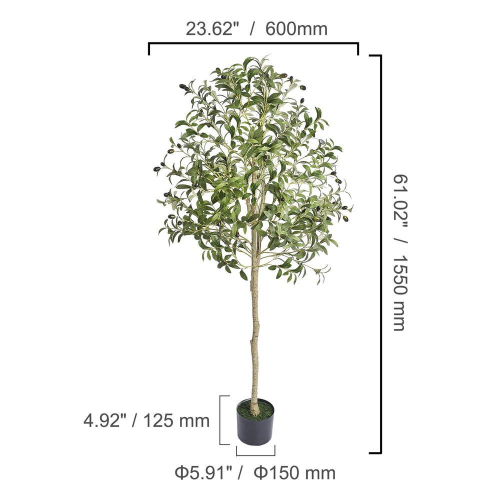 Artificial Olive Tree, 5 FT Tall Faux Plant, Secure PE Material & Anti-Tip Tilt Protection Low-Maintenance Plant, Lifelike Green Fake Potted Tree for Home Office Warehouse Decor Indoor Outdoor Media 8