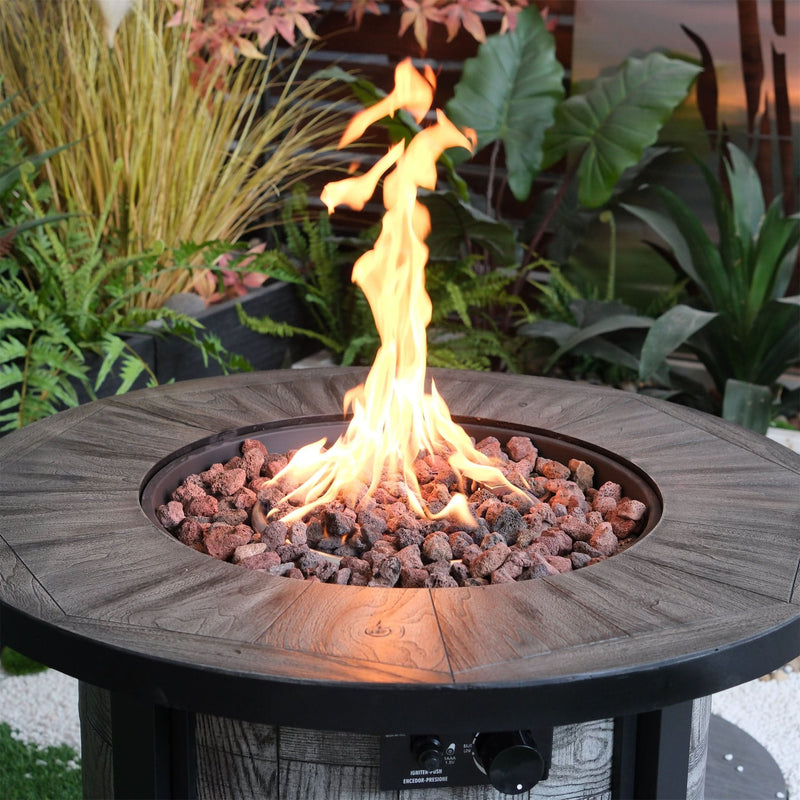 Outdoor Propane Fire Pit Concrete Stonecrest & Lava Rocks Cover Included