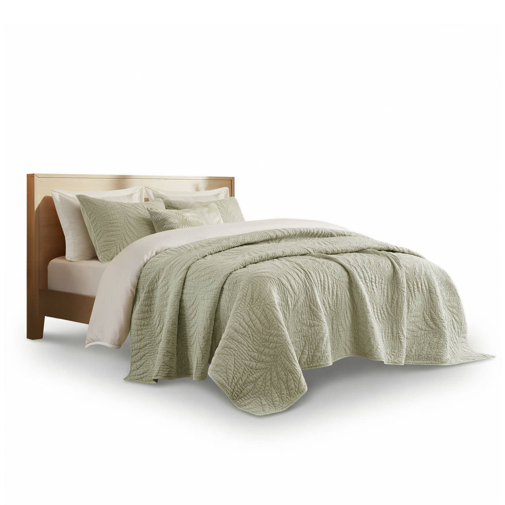 Full/Queen 3 Piece Cotton Quilt Set Sage Media 5