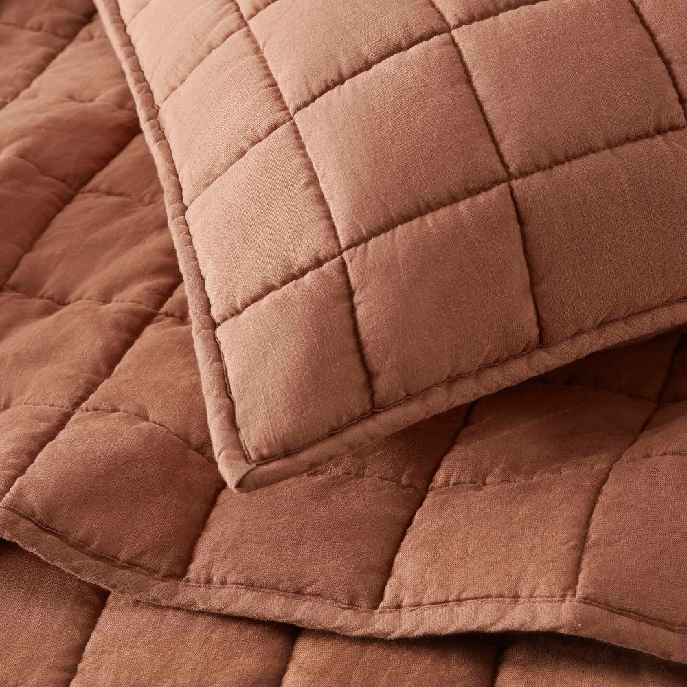 3-Piece King/Cal King Linen Garment Washed Quilt Set,Clay Media 8