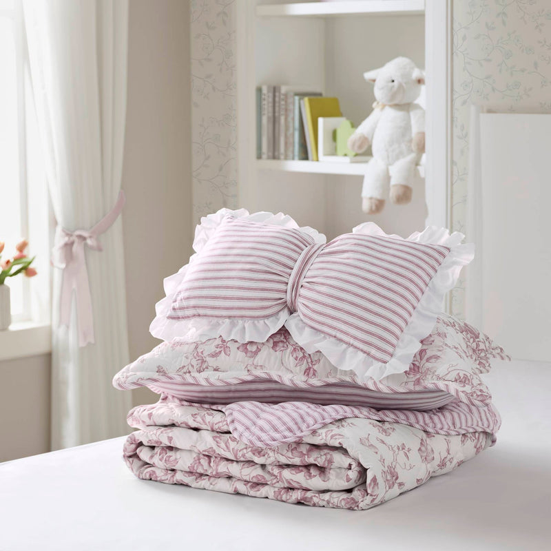 3 Pieces Twin/Twin XL Quilt Set with Decorative Pillow,Pink
