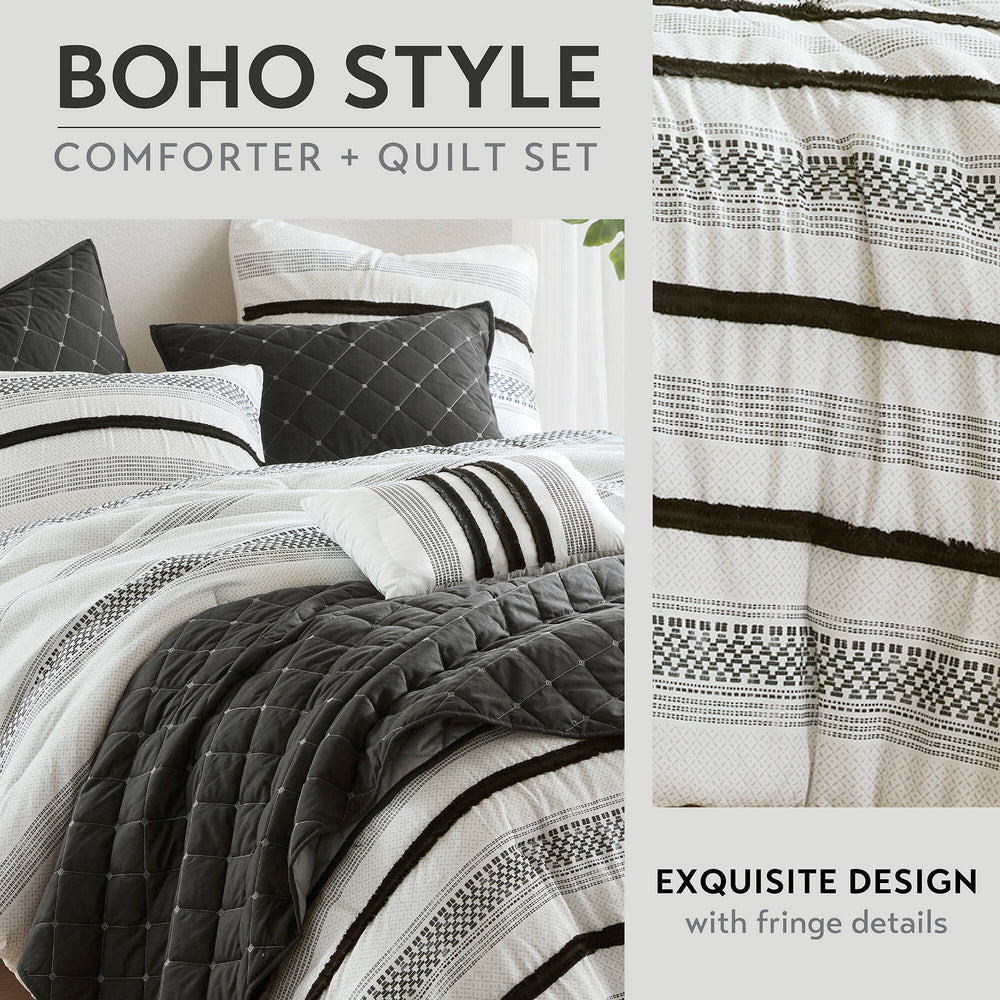 7 Piece Stripe Comforter and Quilt Set-King/Cal King Media 6