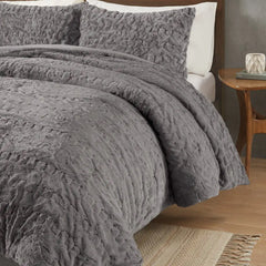 Ruched Fur Down Alternative Comforter Set perspective