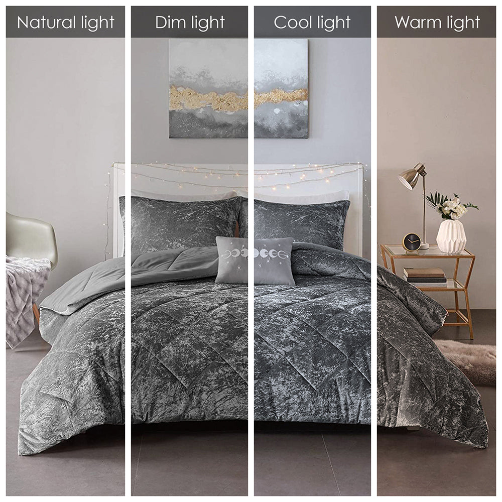 Twin/Twin XL Velvet Duvet Cover Set with Throw Pillow Media 2