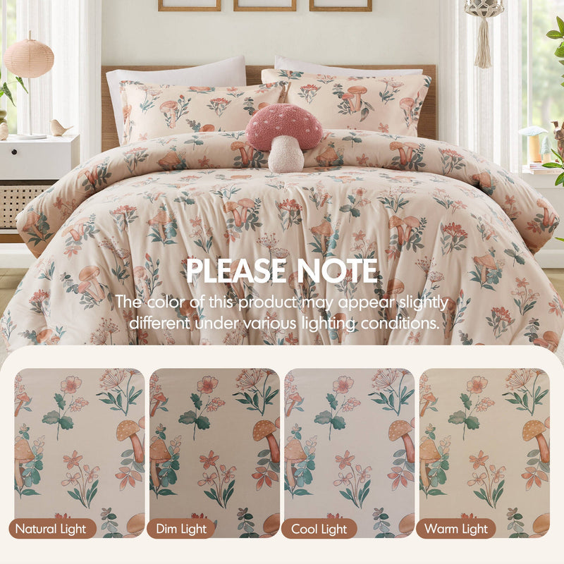 4- Piece Full/Queen Mushroom Garden Comforter Set