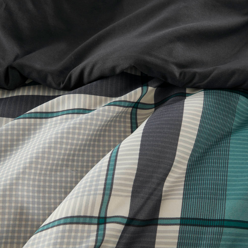 7 PCS Twin XL Plaid Comforter Set with Bed Sheets Teal/Black Media 11
