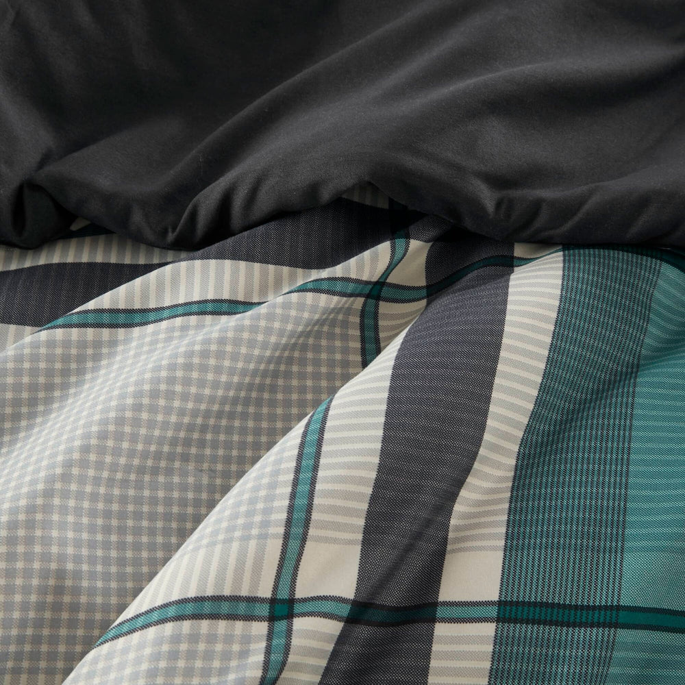 7 PCS Twin XL Plaid Comforter Set with Bed Sheets Teal/Black Media 11