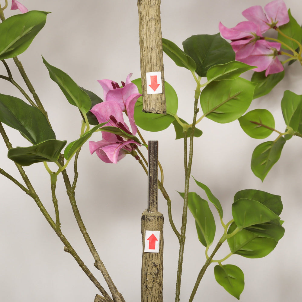 Artificial Bougainvillea Tree with Black Plastic Pot, Realistic Faux Flowering Plant in Green Leaves and Pink Blooms, 72-Inch Indoor Decor for Home Office Media 9