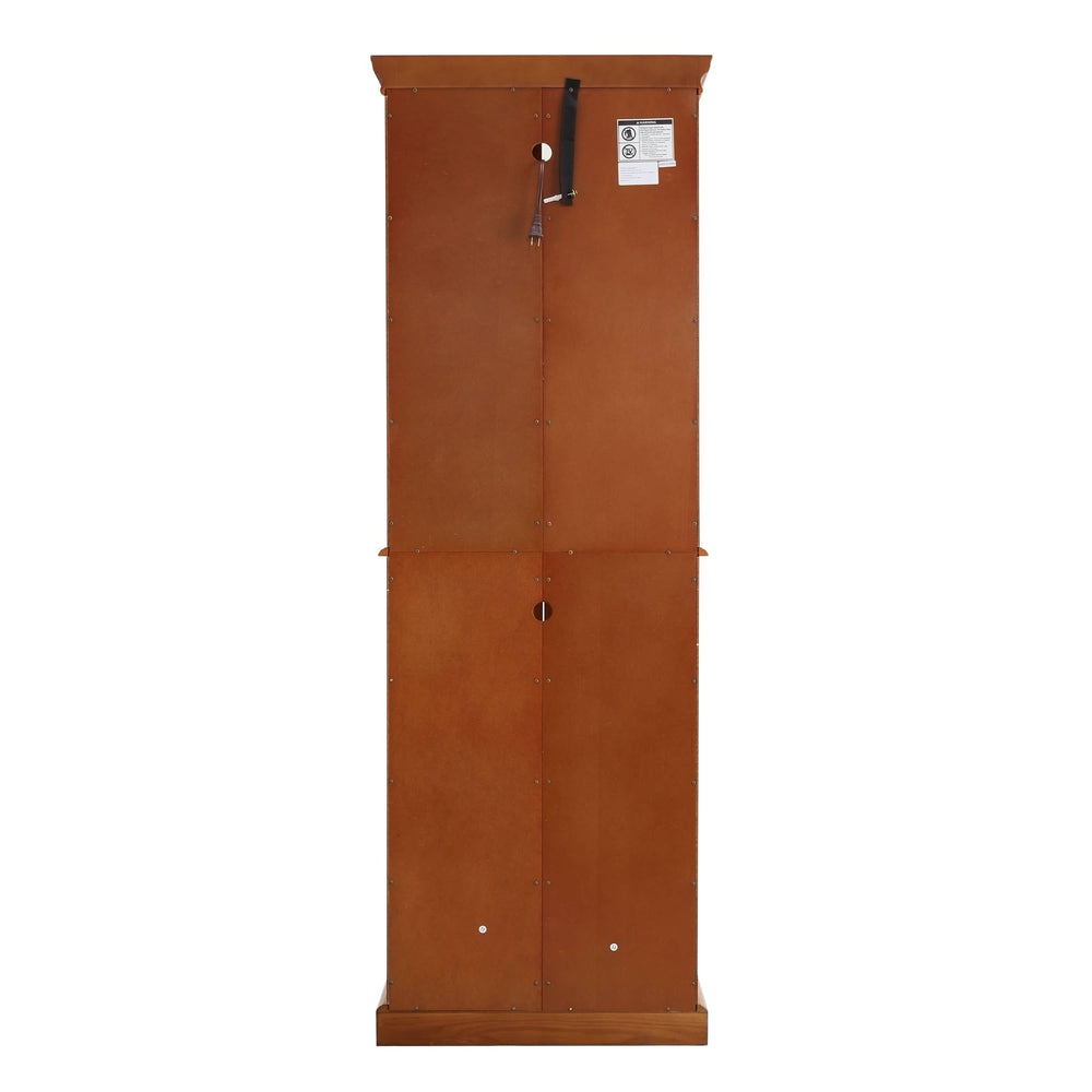 Glass Display Cabinet Tempered Glass Doors Walnut Finish Transitional Media 18