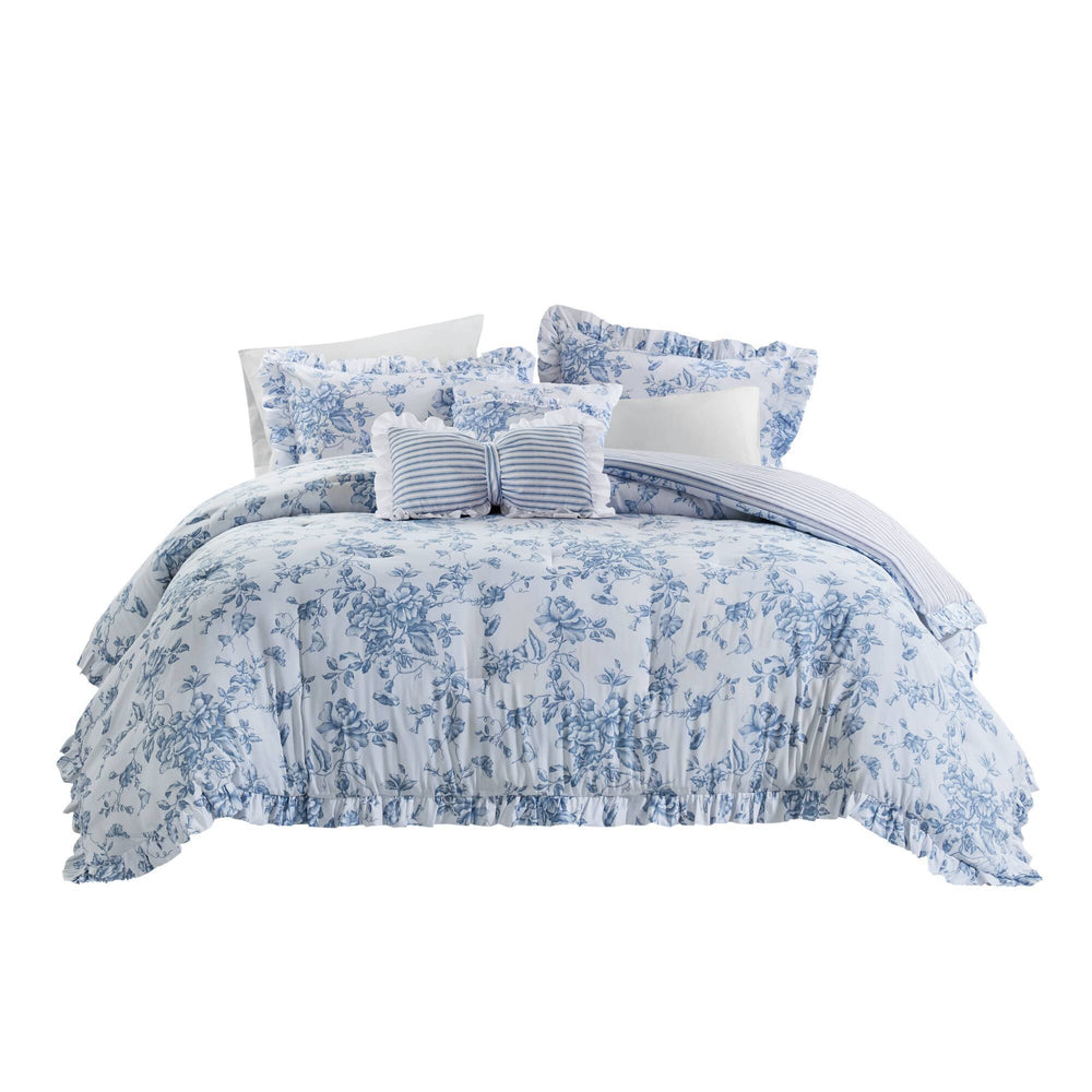 5 Pieces King Comforter Set with Decorative Pillows,Blue Media 15