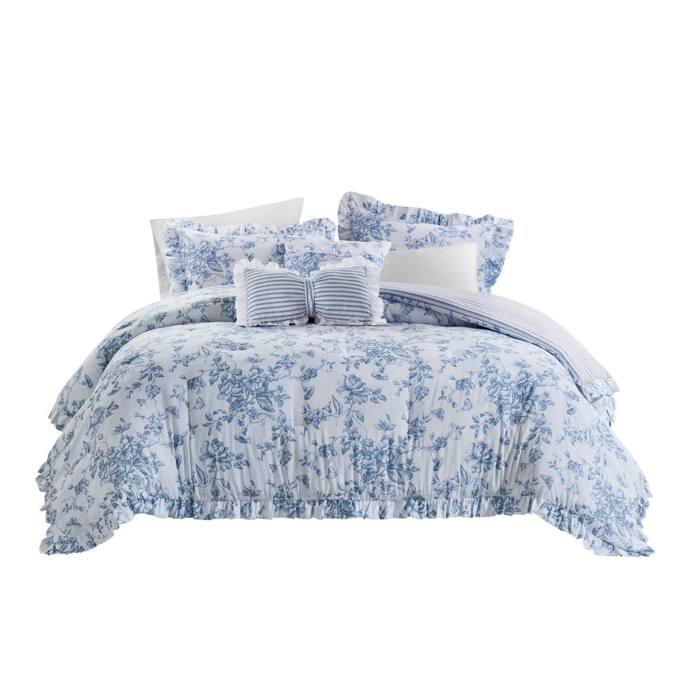 5 Pieces King Comforter Set with Decorative Pillows,Blue Media 15