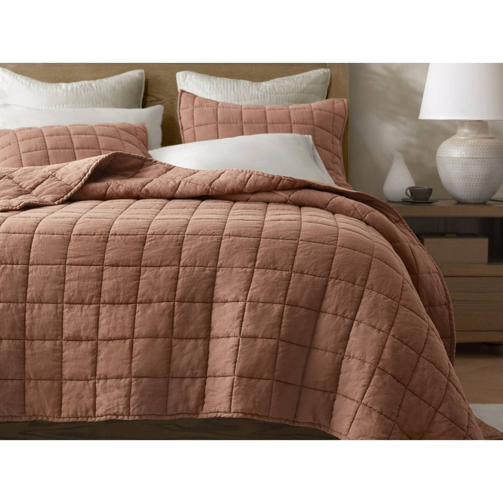3-Piece King/Cal King Linen Garment Washed Quilt Set,Clay Media 14