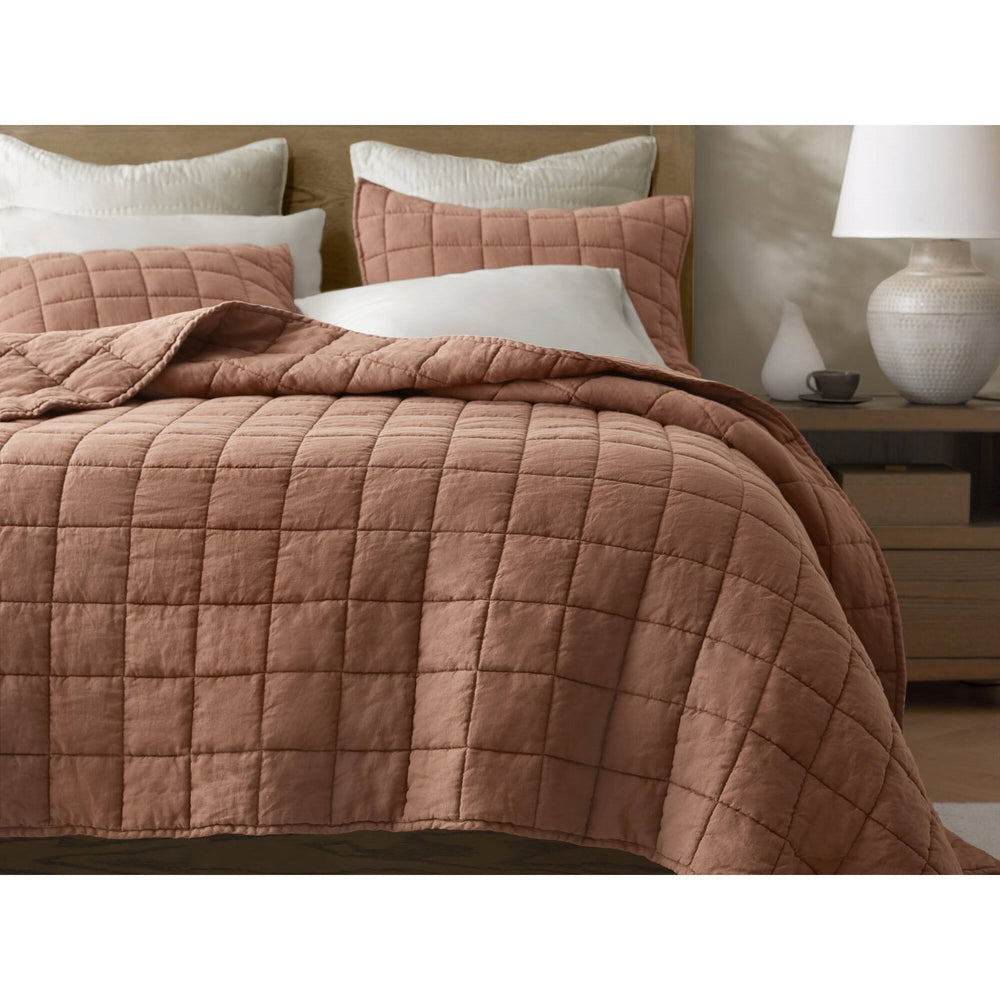 3-Piece King/Cal King Linen Garment Washed Quilt Set,Clay Media 14
