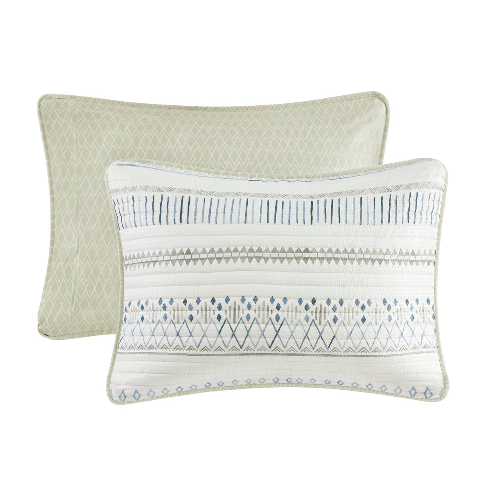 3 Piece   Seersucker Quilt Set Taupe/Blue King/Cal King Media 3