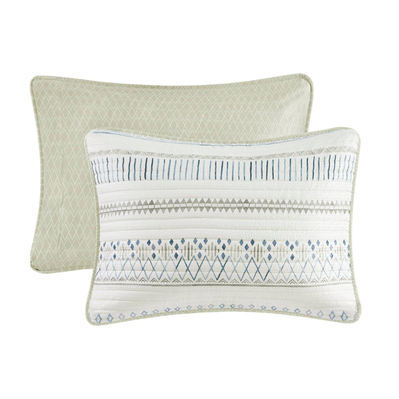 3 Piece   Seersucker Quilt Set Taupe/Blue King/Cal King