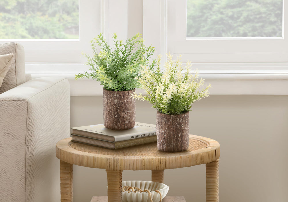 Artificial Plant, Set Of 2, 12' Tall, Mullberry Grass, Table, Brown Cement Pots, Contemporary, Modern Media 1