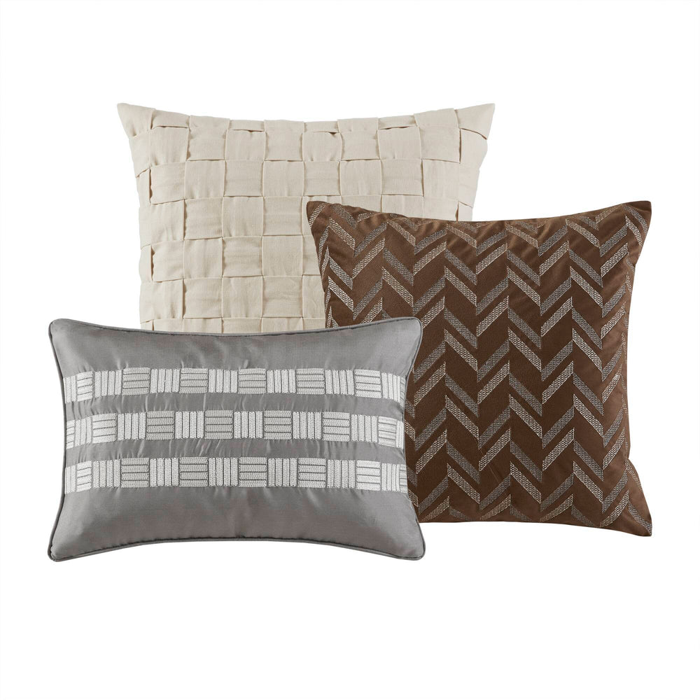 9 PCS King Jacquard Oversized Duvet Style Comforter Set Taupe Media 6