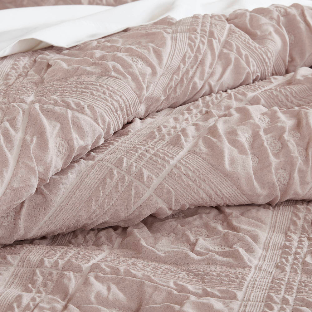 5-Piece King 5 Piece Sculpted jacquard comforter set,Pink Media 11