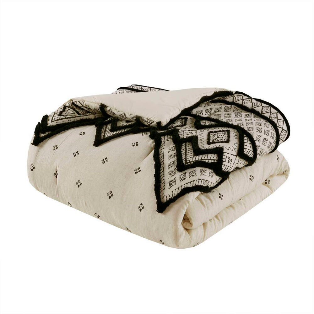 3 Piece Cotton and Flax Linen Blend Comforter Set Natural King/Cal King Media 4