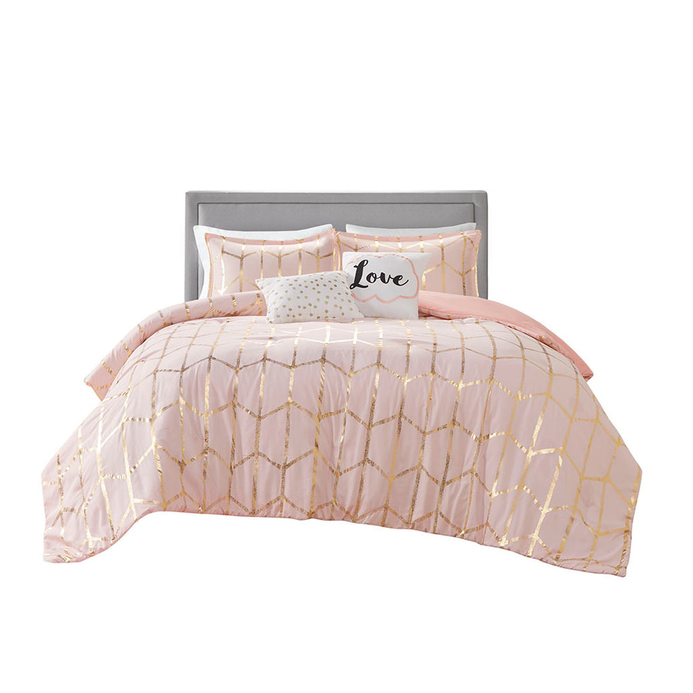 Full/Queen Metallic Printed Comforter Set Media 9