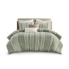 3 Piece Striped Cotton Duvet Cover Set perspective
