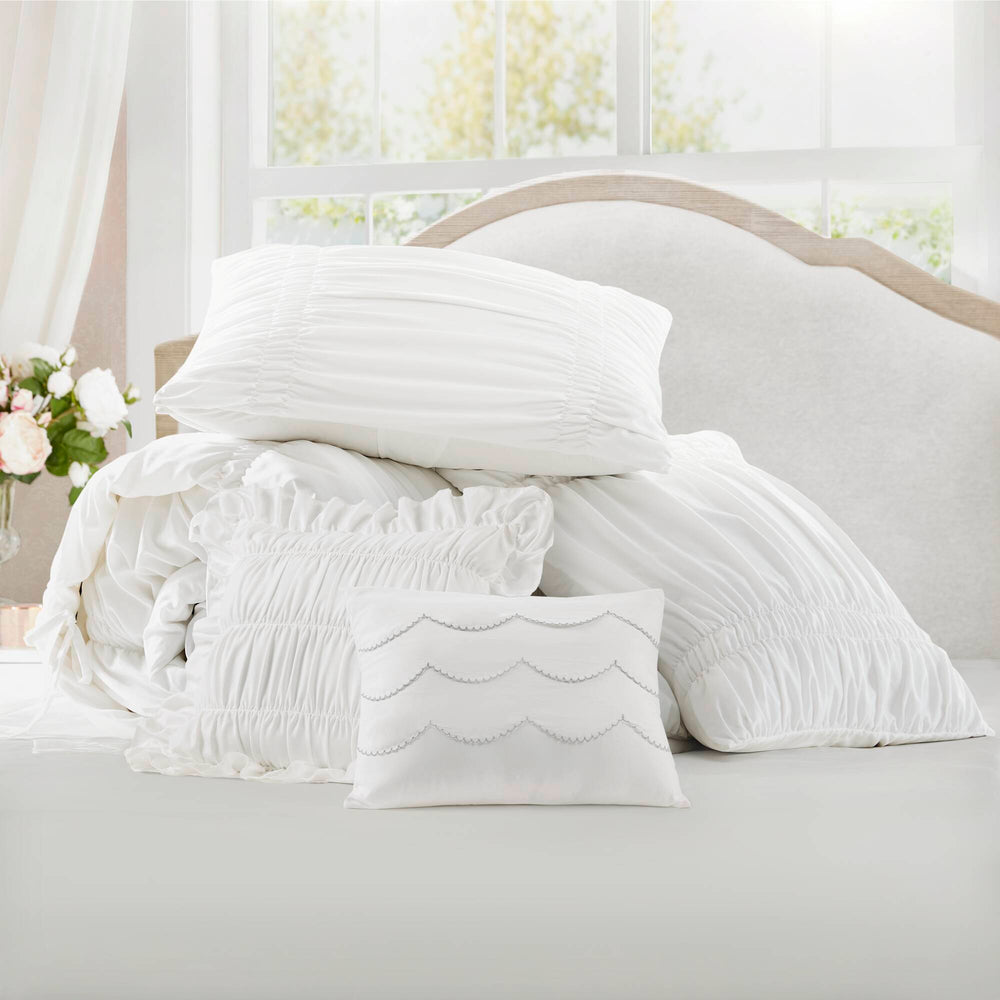 5 Pieces Full/Queen Comforter Set,White Media 8