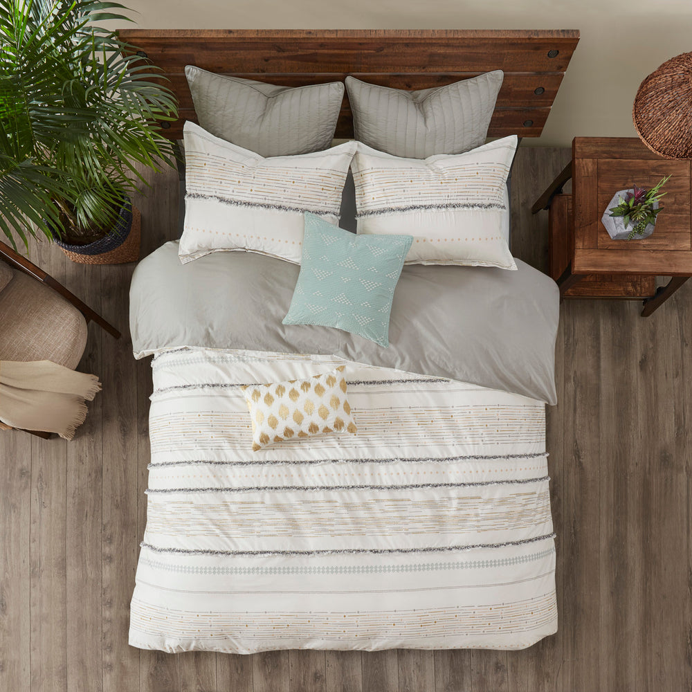 Full/Queen Cotton Printed Duvet Cover Set with Trims Media 8