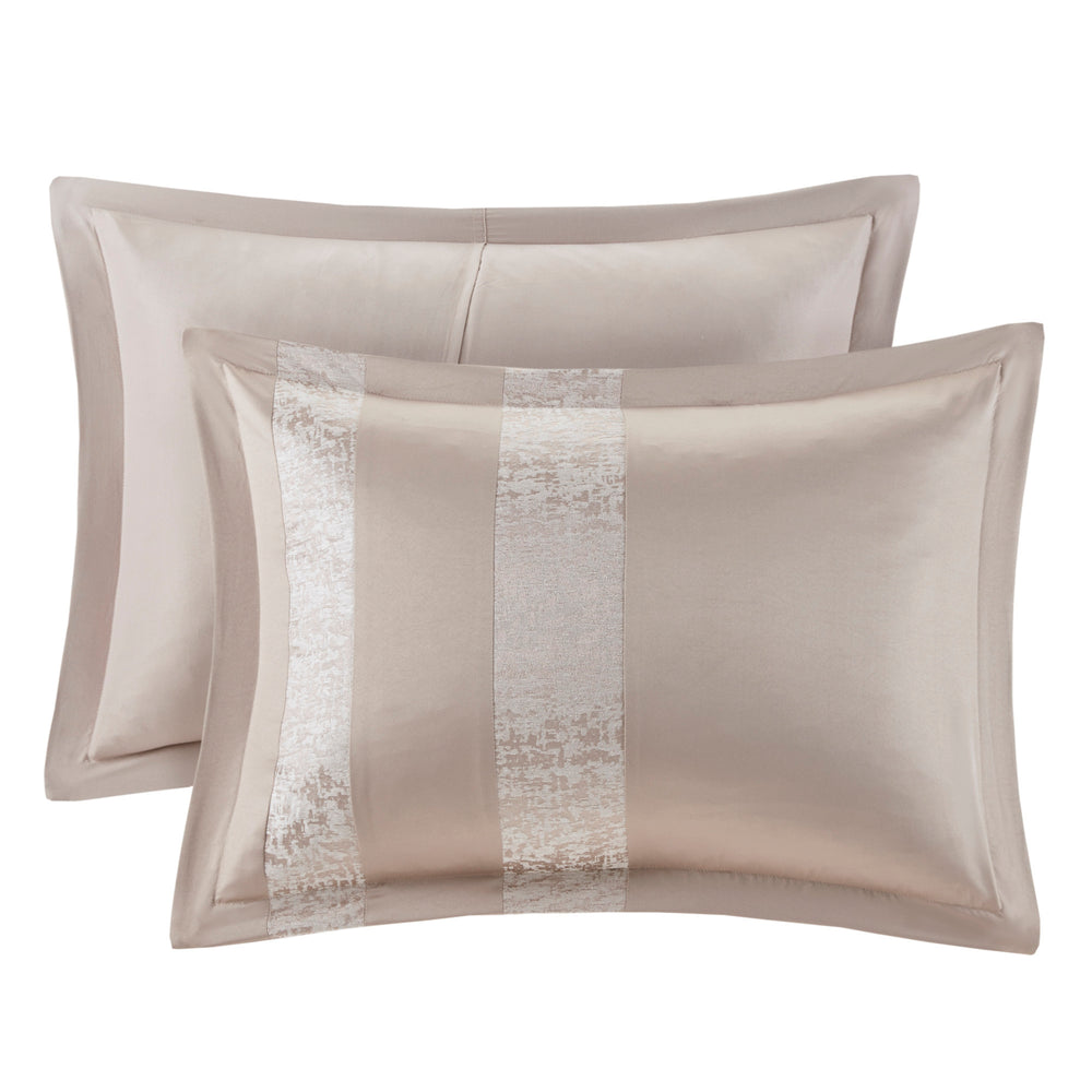 7 Piece Chenille Jacquard Comforter Set Taupe King Media 6