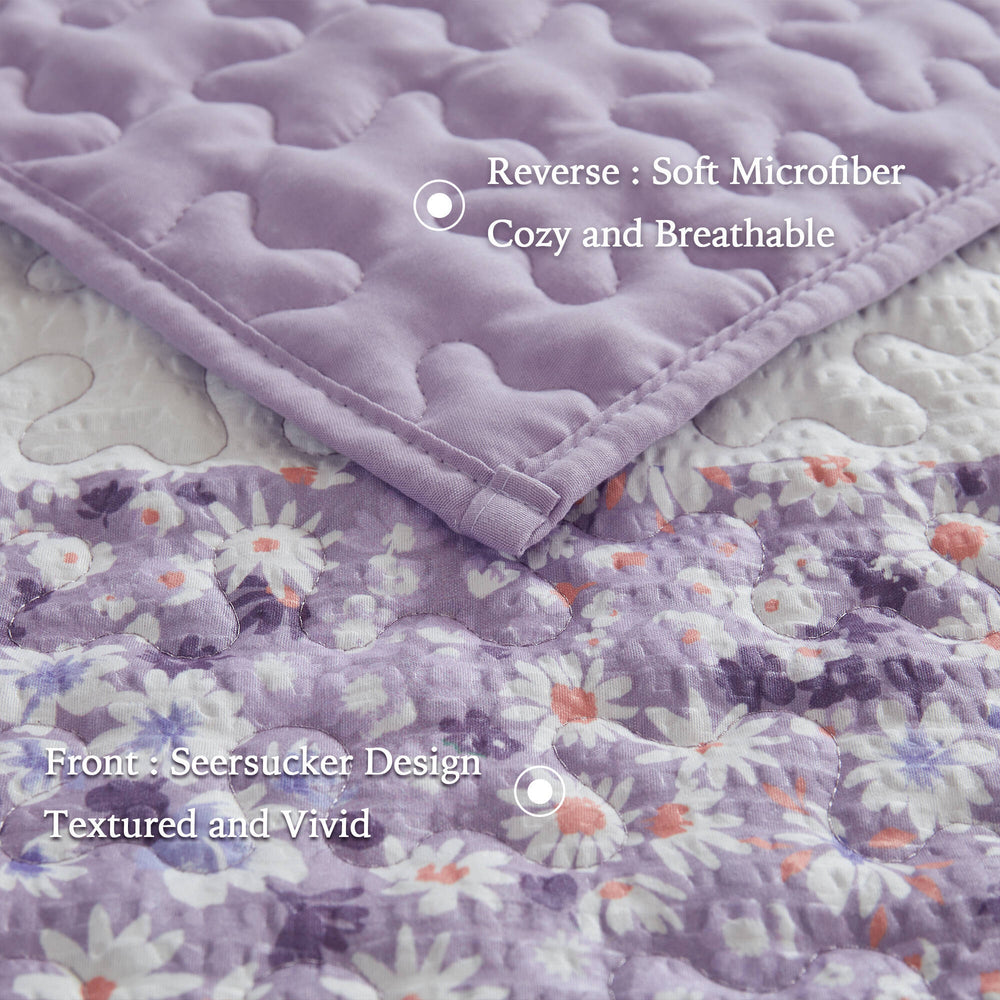 4 PCS King/Cal King Seersucker Quilt Set with Throw Media 20