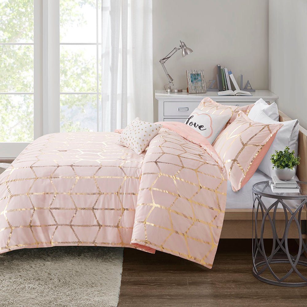 Full/Queen Metallic Printed Comforter Set Media 10