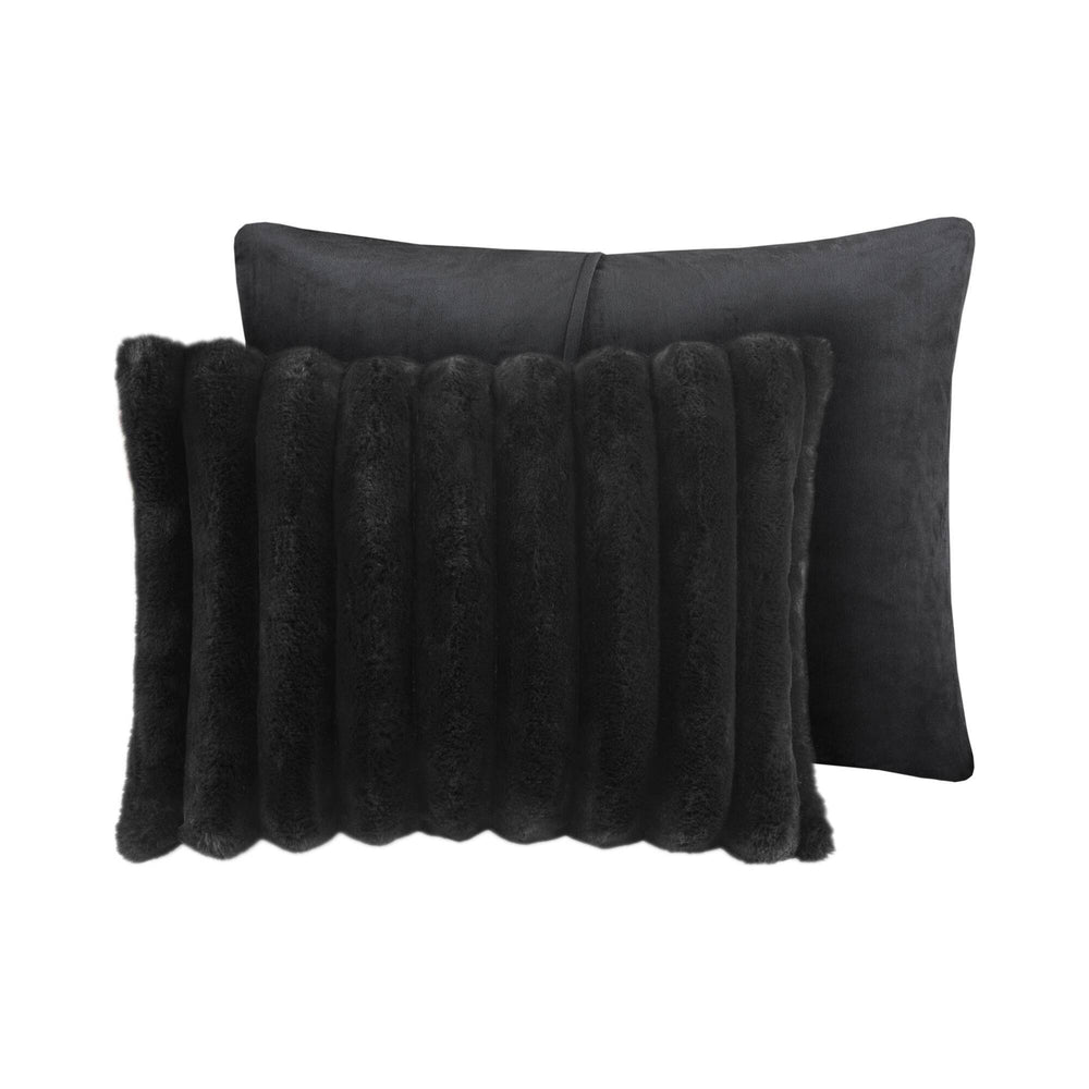 soft Faux Fur Ribbed Comforter Set Full/Queen Media 5
