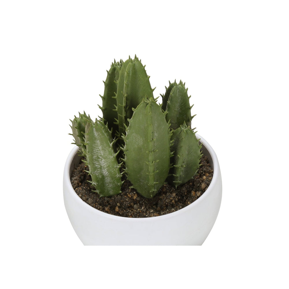 Artificial Succulent Plants Set of 3, 6' Tall, Green Faux Indoor Decor in White Pots, Plastic, Tabletop Greenery Media 5