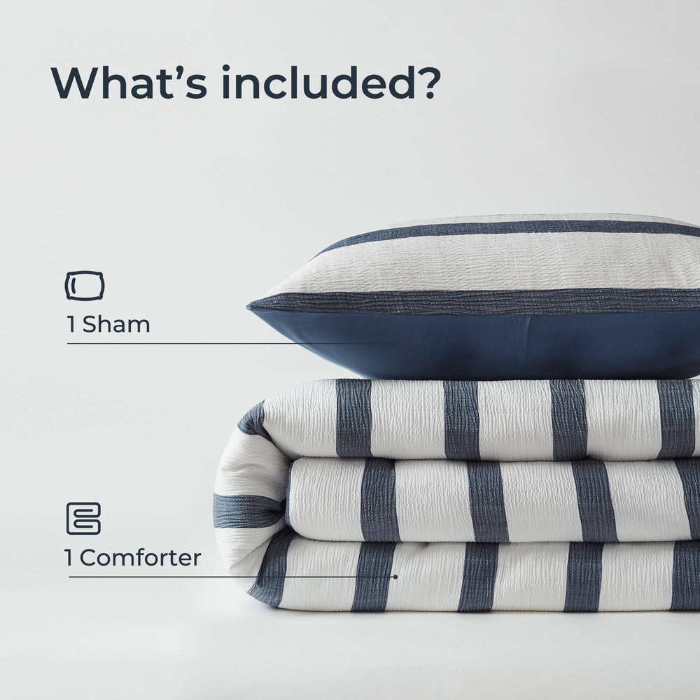 2-Piece Twin/Twin XL Yarn-dyed striped comforter Media 4