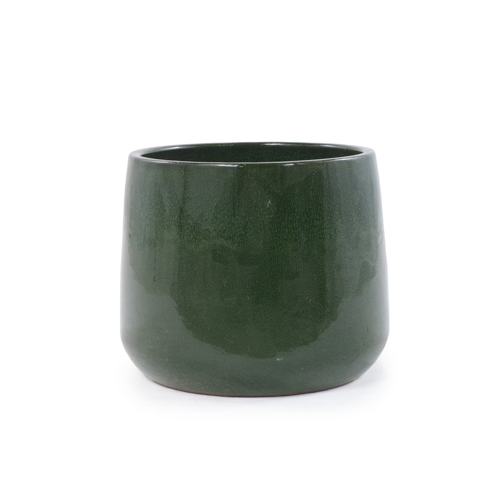 Handmade Solid Glazed Ceramic Planter Set of 4, 14/11/9/7 Inch Diameter, Deep Green, for Succulents and Cacti, Outdoor Garden & Indoor Stairs Use, Breathable Clay with Drainage Holes Media 10